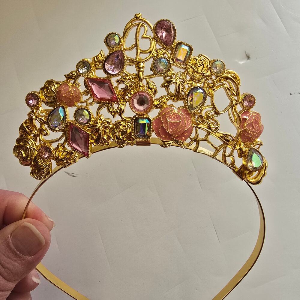 Disney Belle Euro Enamelware Gold Jeweled Princess Tiara Euro Disney Park